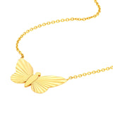 14K Gold Fluted Butterfly Necklace Pendant Necklace