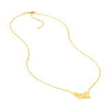 14K Gold Fluted Butterfly Necklace Pendant Necklace