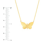 14K Gold Fluted Butterfly Necklace Pendant Necklace