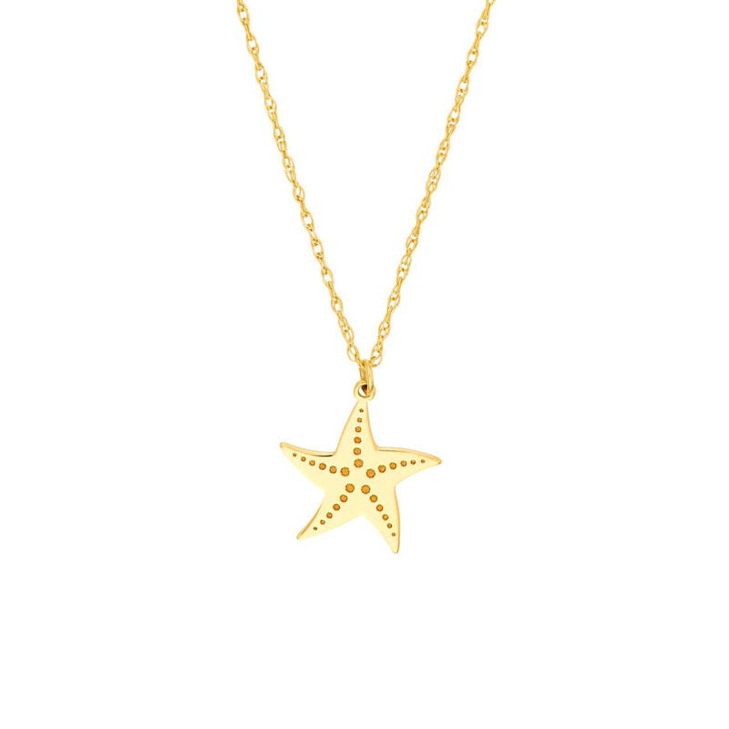 14K Gold Starfish Pendant Necklace