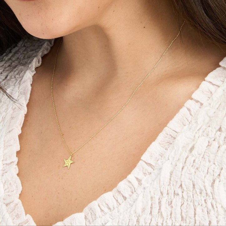 14K Gold Starfish Pendant Necklace