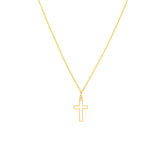 14K Gold White Enamel Cross Pendant Necklace