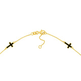 14K Gold Four Black Enamel Cross Bracelet