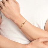 14K Gold Oval Twist Lock Bead Bracelet