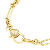 14K Gold Paper Clip Link Bracelet with Diamond Lock