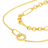 14K Gold Circle Duet Layered Diamond Necklace