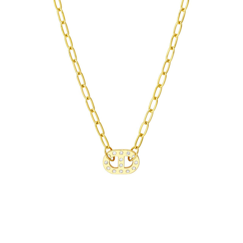 14K Gold Mini Diamond Mariner Pendant Necklace