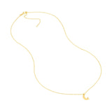 14K Gold Crescent Moon Bezel Diamond Pendant