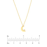 14K Gold Crescent Moon Bezel Diamond Pendant