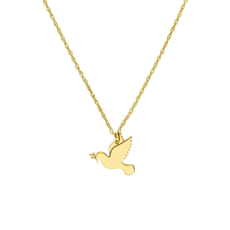 14K Gold Dove Pendant Necklace