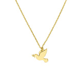 14K Gold Dove Pendant Necklace