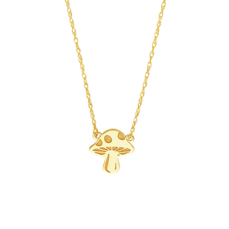 14K Gold Mushroom Pendant Necklace