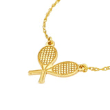 14K Gold Tennis Rackets Pendant Necklace