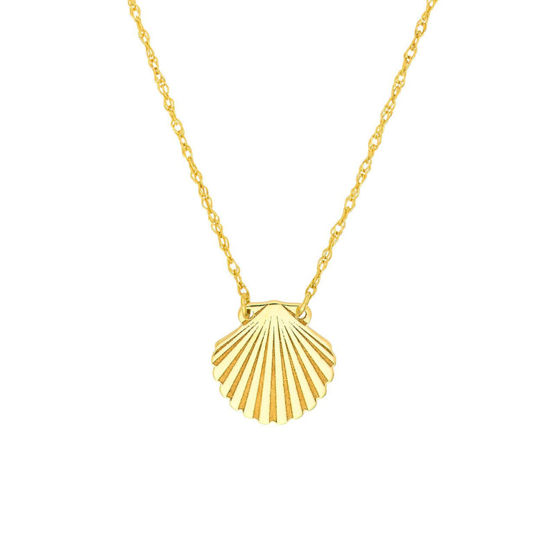 14K Gold Seashell Pendant Necklace