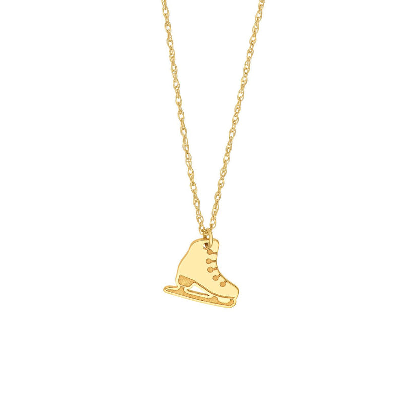14K Gold Ice Skate Pendant Necklace