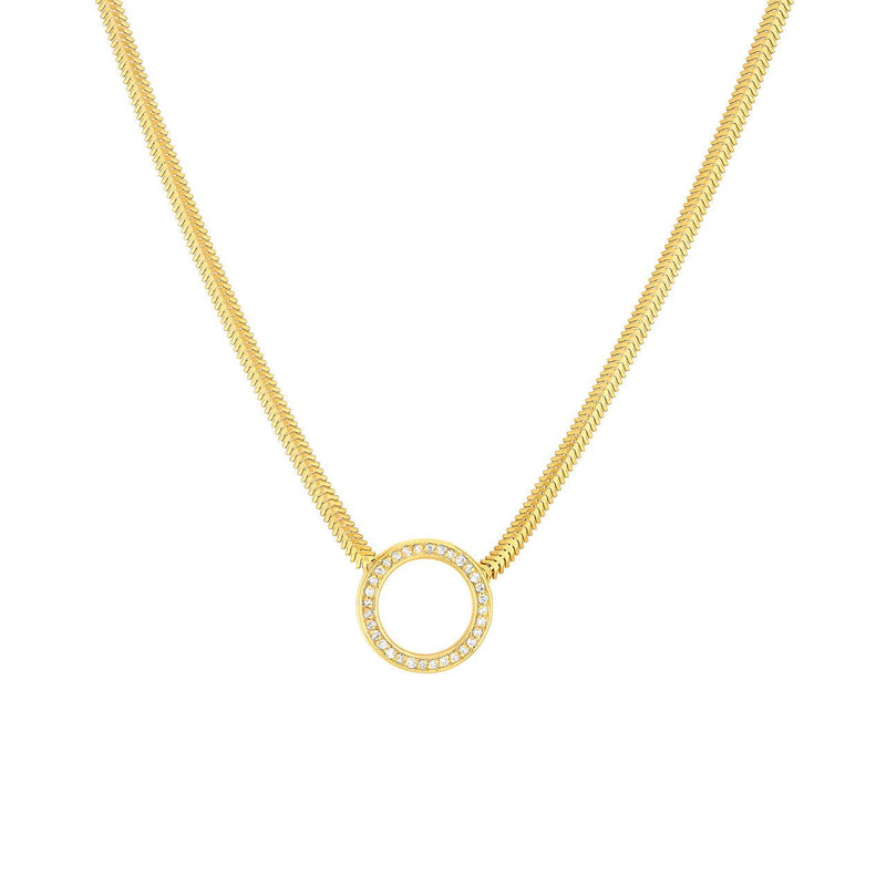 14K Gold Diamond Ring Snake Chain Necklace