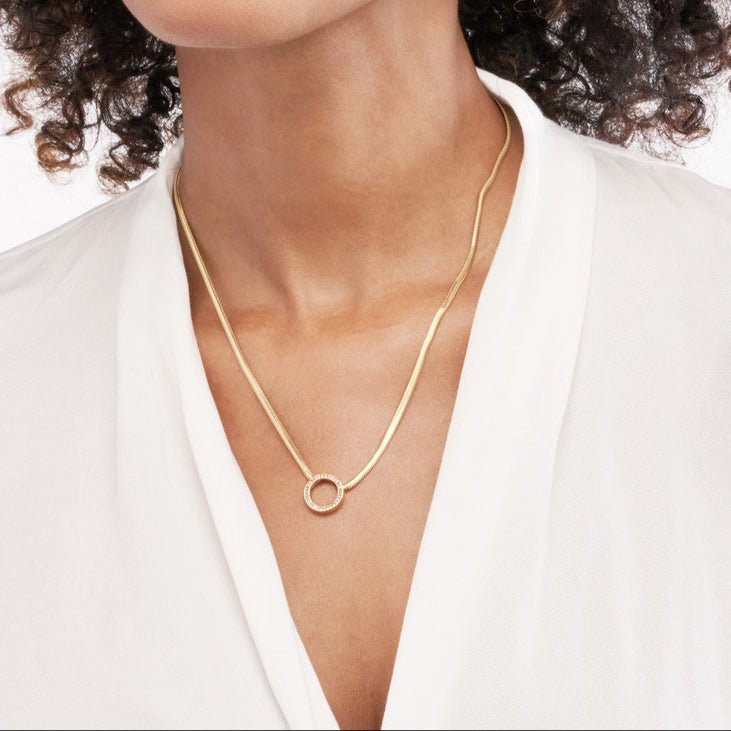 14K Gold Diamond Ring Snake Chain Necklace