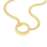 14K Gold Diamond Ring Snake Chain Necklace