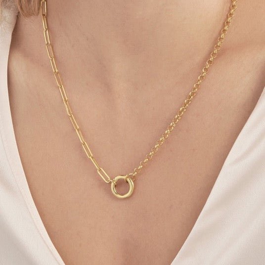 14K Gold Half Rolo Half Paper Clip Chain