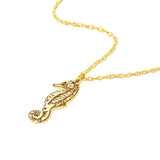 14K Gold Seahorse Pendant Necklace