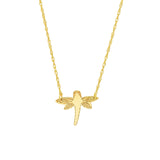 14K Gold Dragonfly Pendant Necklace
