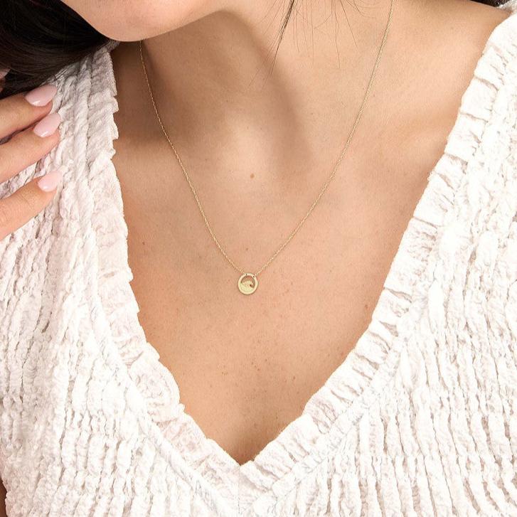 14K Gold Open Wave Pendant