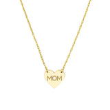 14K Gold Diamond Mom Heart Diamond Pendant Necklace