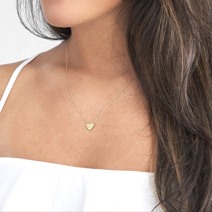 14K Gold Diamond Mom Heart Diamond Pendant Necklace