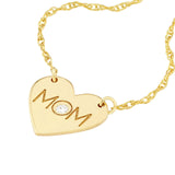 14K Gold Diamond Mom Heart Diamond Pendant Necklace