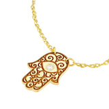 14K Gold Diamond Bezel Hamsa Pendant Necklace