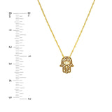 14K Gold Diamond Bezel Hamsa Pendant Necklace
