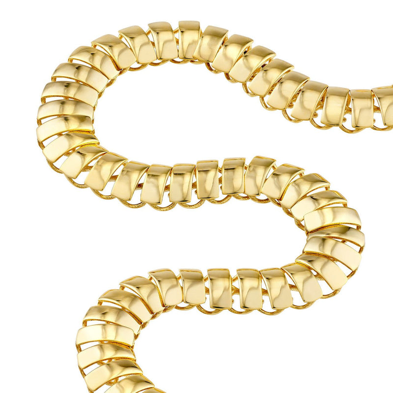 14K Gold 3D Rectangular Link Bracelet