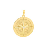14K Gold Compass Diamond Bezel Pendant