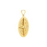 14K Gold Compass Diamond Bezel Pendant