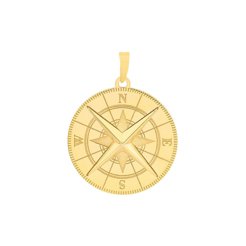 14K Gold Nautical Compass Pendant