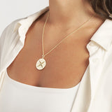 14K Gold Nautical Compass Pendant