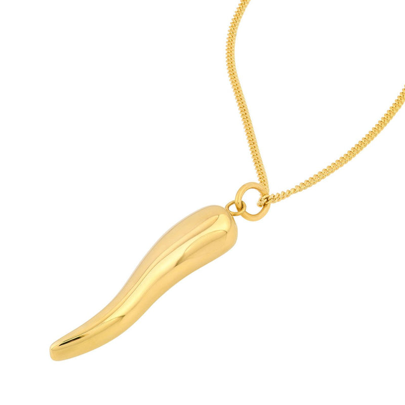 14K Gold Large Italian Horn Pendant