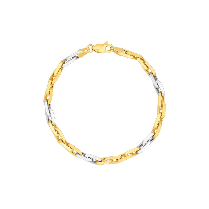 14K Two Tone Gold Rectangular Link Bracelet