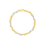 14K Two Tone Gold Rectangular Link Bracelet