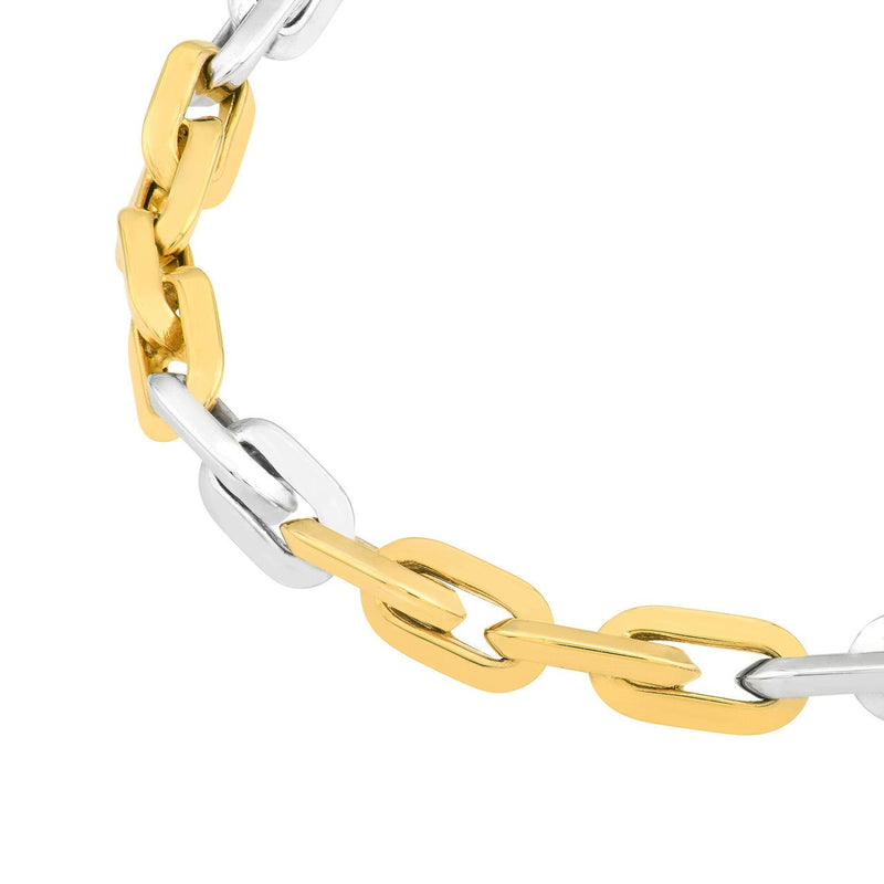 14K Two Tone Gold Rectangular Link Bracelet