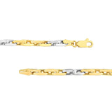 14K Two Tone Gold Rectangular Link Bracelet