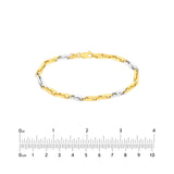 14K Two Tone Gold Rectangular Link Bracelet