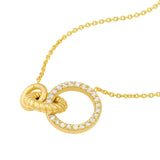 14K Gold Linked Diamond and Rope Ring Pendant Necklace