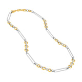 14K Two Tone Gold Oval and Round Link Rolo Chain Necklace
