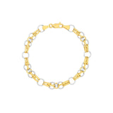 14K Two Tone Gold Oval and Round Link Bracelet