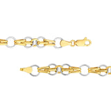 14K Two Tone Gold Oval and Round Link Bracelet