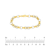 14K Two Tone Gold Oval and Round Link Bracelet