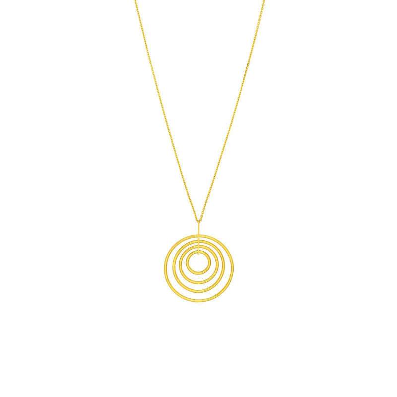 14K Gold Concentric Circle Pendant Necklace