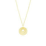 14K Gold Concentric Circle Pendant Necklace