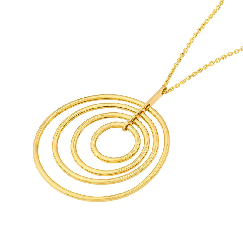 14K Gold Concentric Circle Pendant Necklace